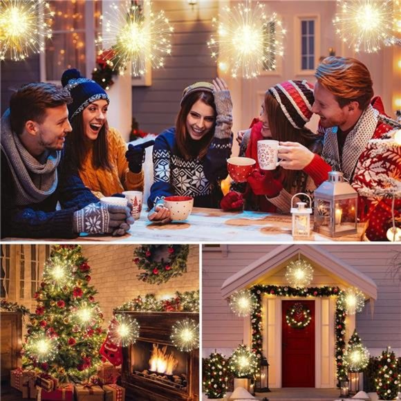 4PCS 120LED Starburst Lights Battery Operated Hanging Fairy Star Sphere Lights - Picture 2 of 6